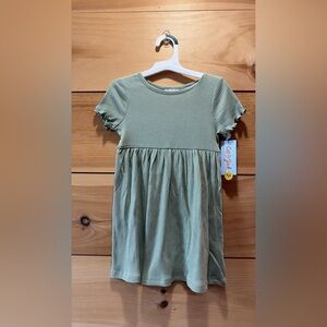 Cat & Jack Olive Ribbed Kids Dress